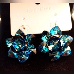NEW!! Beautiful  blue camouflage  earrings with silver hooks (BY KABEDON)
